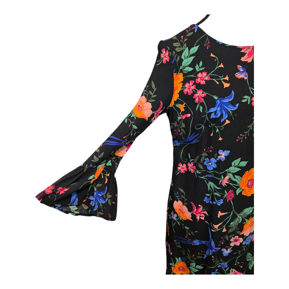 Old Navy Dark Floral Whimsigoth Mini Dress Size XS Bell Sleeve Festival Boho - Picture 4 of 12